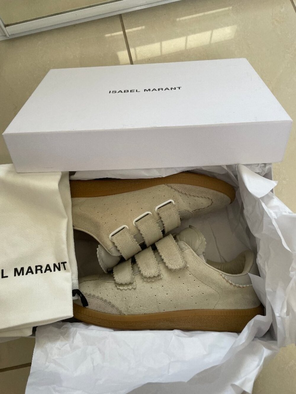Isabel Marant Beige Suede Beth Sneakers